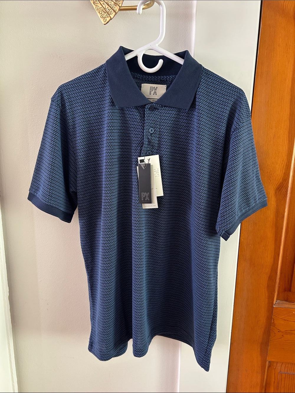 PX Textured Navy Blue Men's Polo Shirt